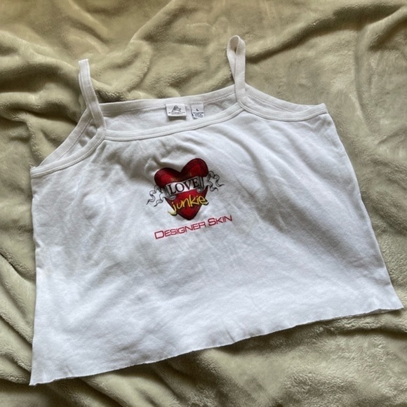 Vintage 90s Grunge Love Junkie Cropped Tank Top - Picture 1 of 4